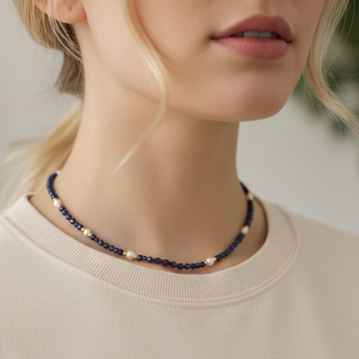 Colier lapis lazuli acvamarin Cer Alchimic handmade cu pietre naturale si argint 925