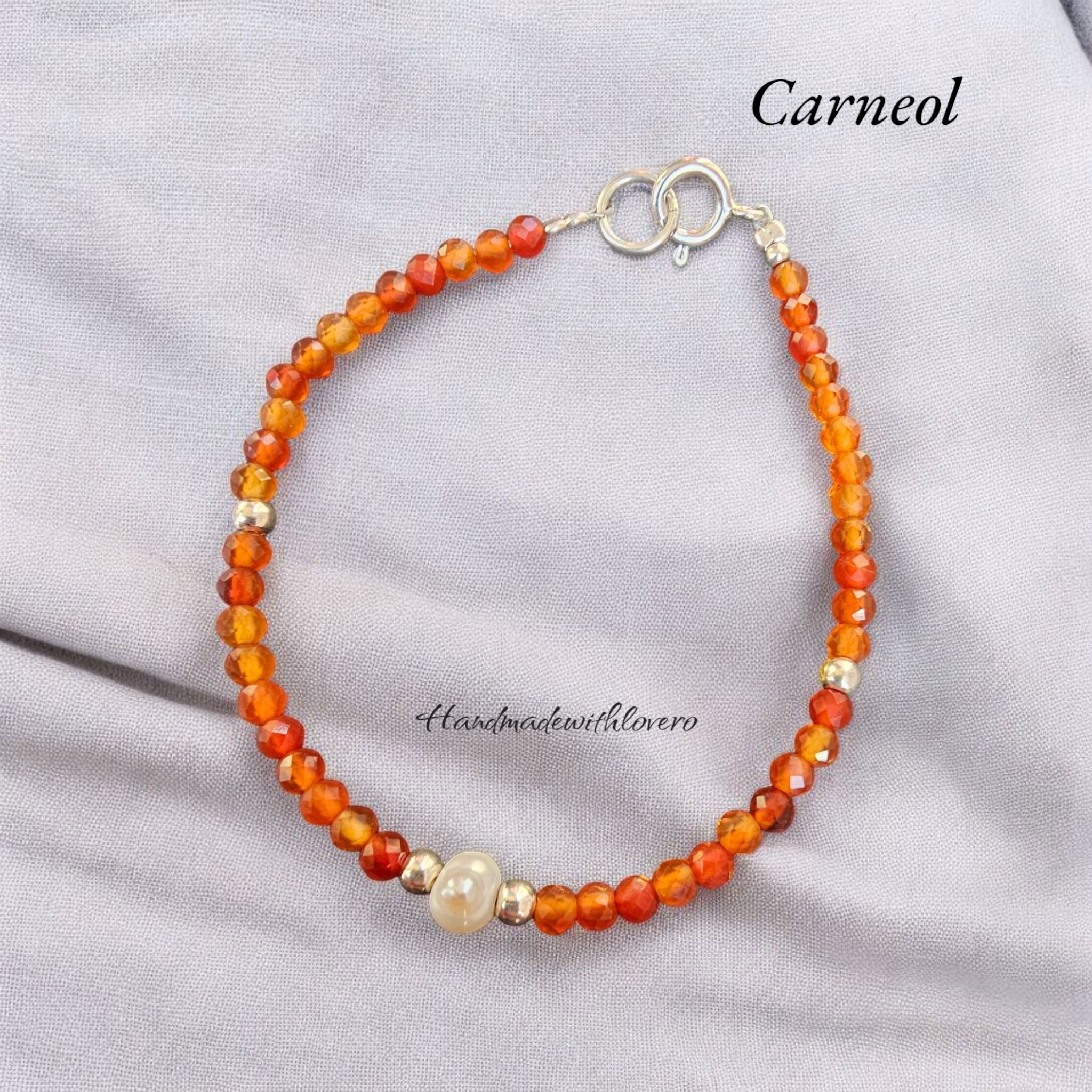 Brățara Ra perle soare - bijuterie handmade cu carneol și perle