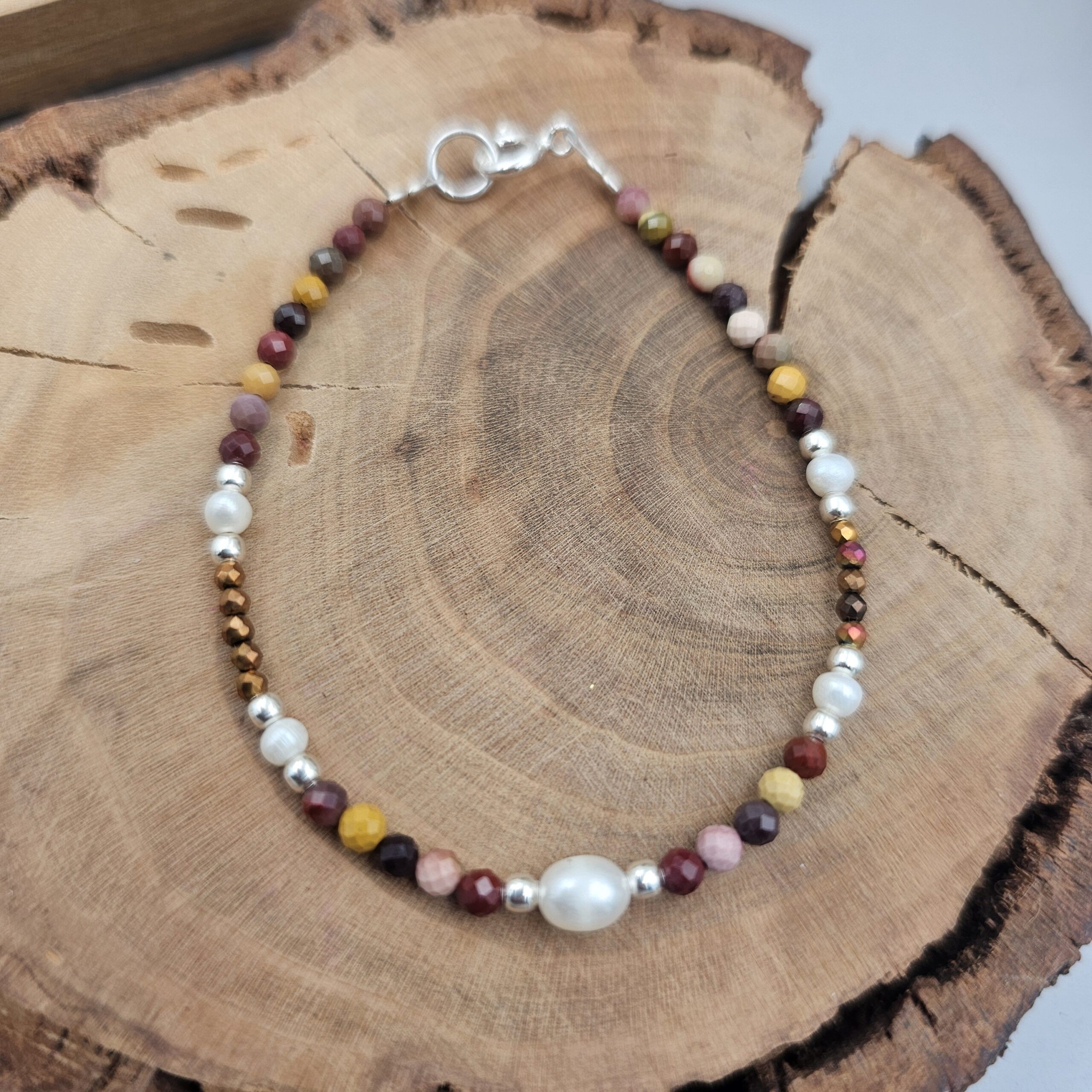 Bratara Hecatei argint handmade - Protectoarea Echilibrului cu pietre semiprețioase naturale