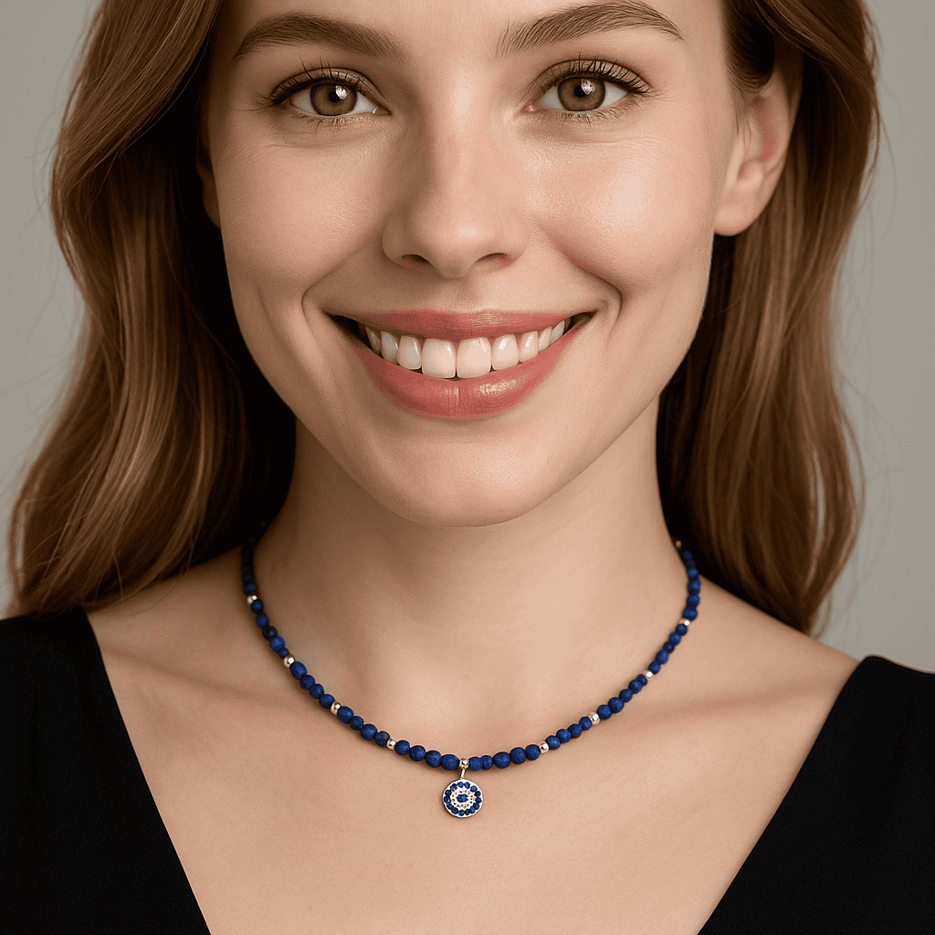 Colier lapis lazuli handmade Blue Vision bijuterie pietre naturale