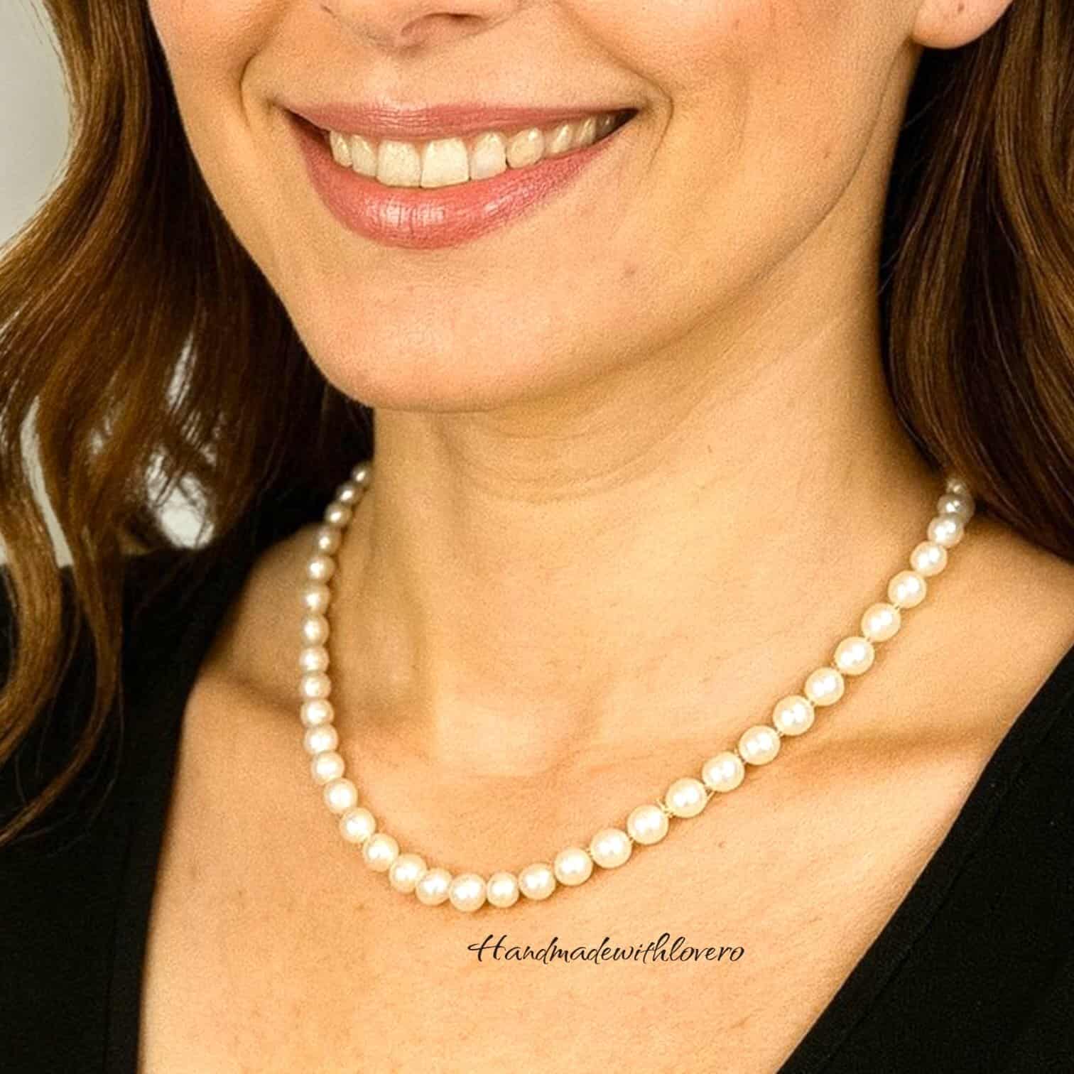 colier perle albe naturale handmade