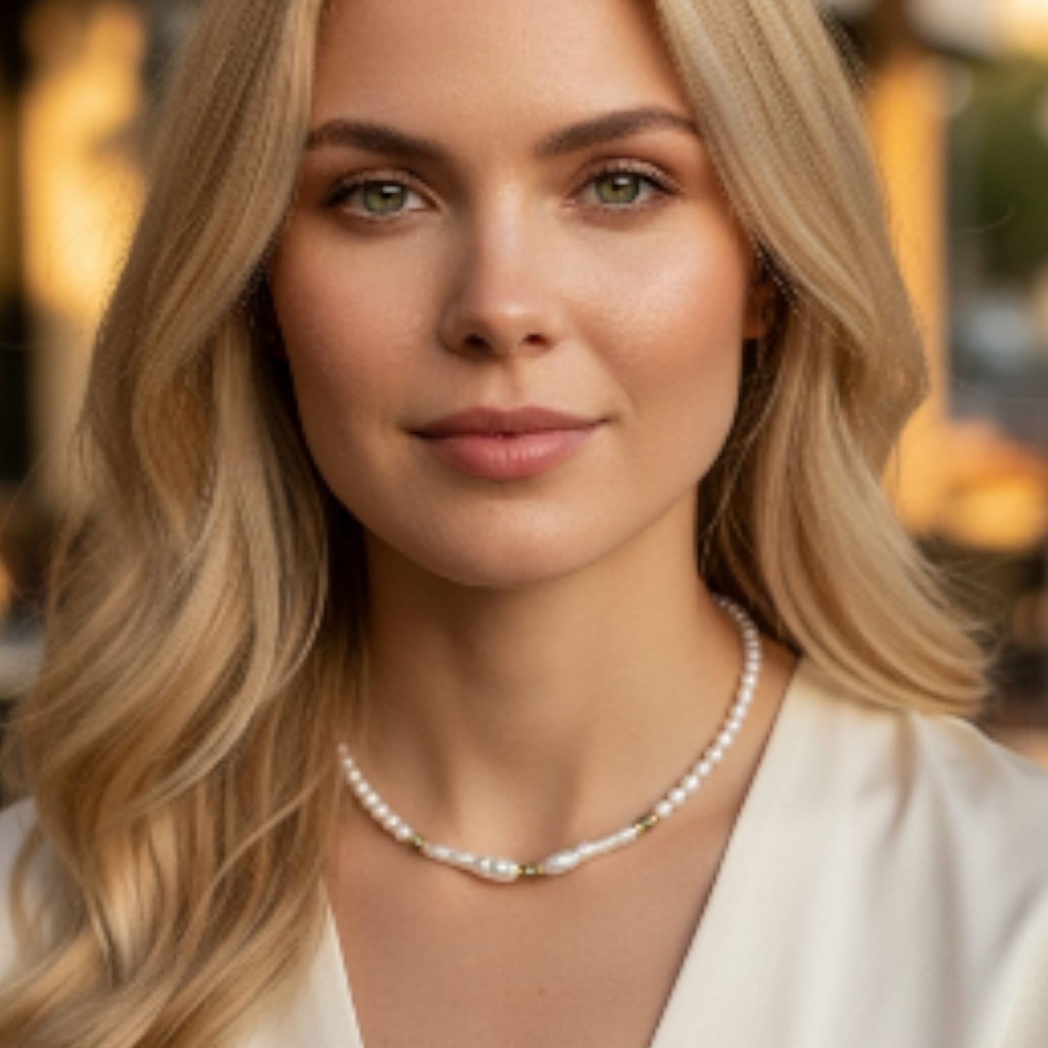 Colier perle de cultură albe cu argint – White Light Pearl