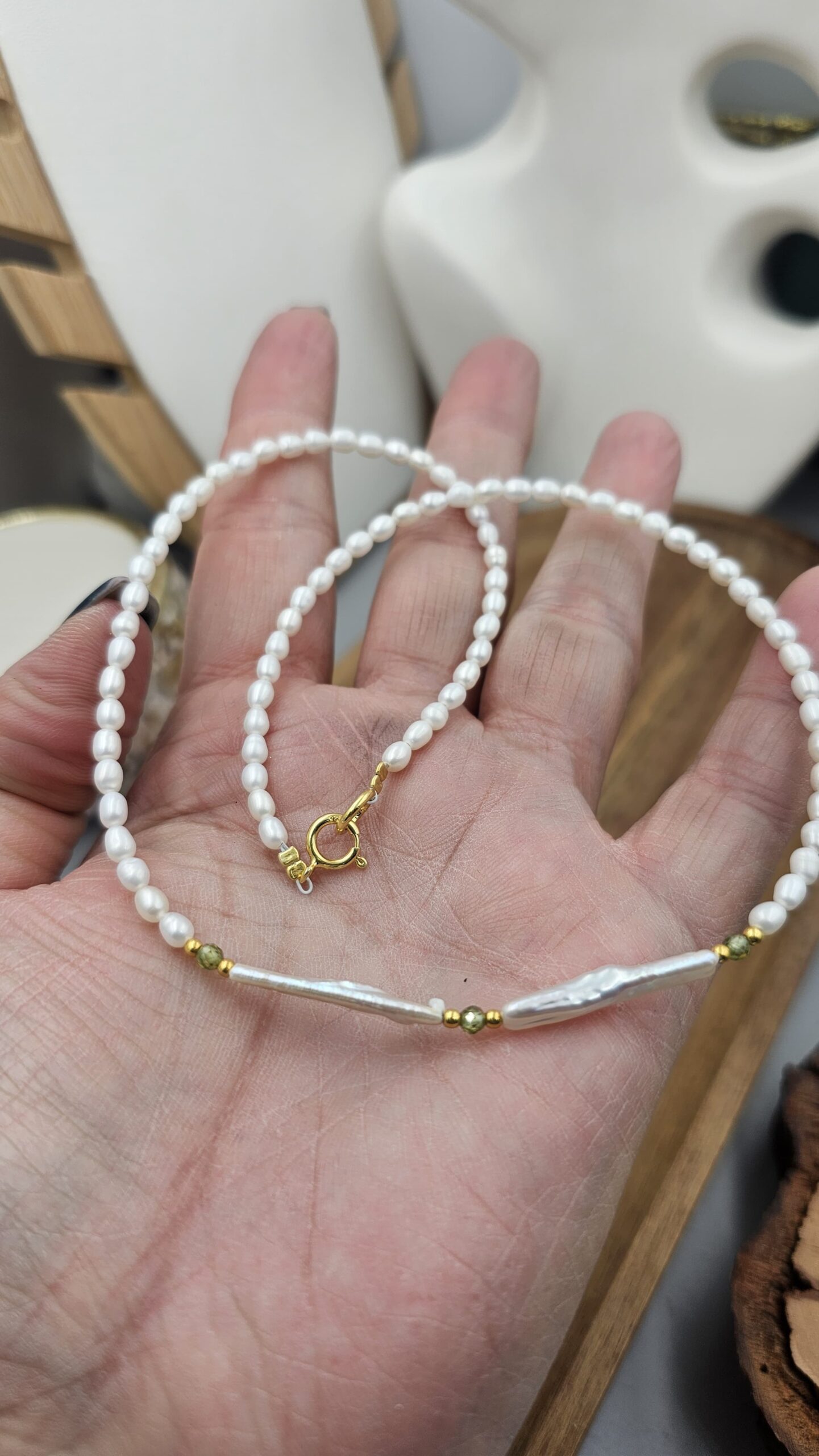 Colier perle de cultură albe cu argint – White Light Pearl