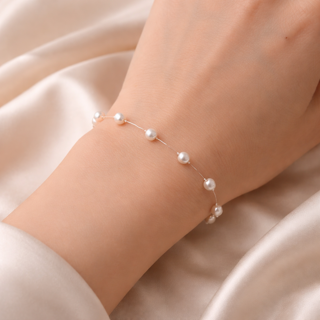 Brățară perle naturale Pearl Air 3mm fir transparent bijuterie handmade