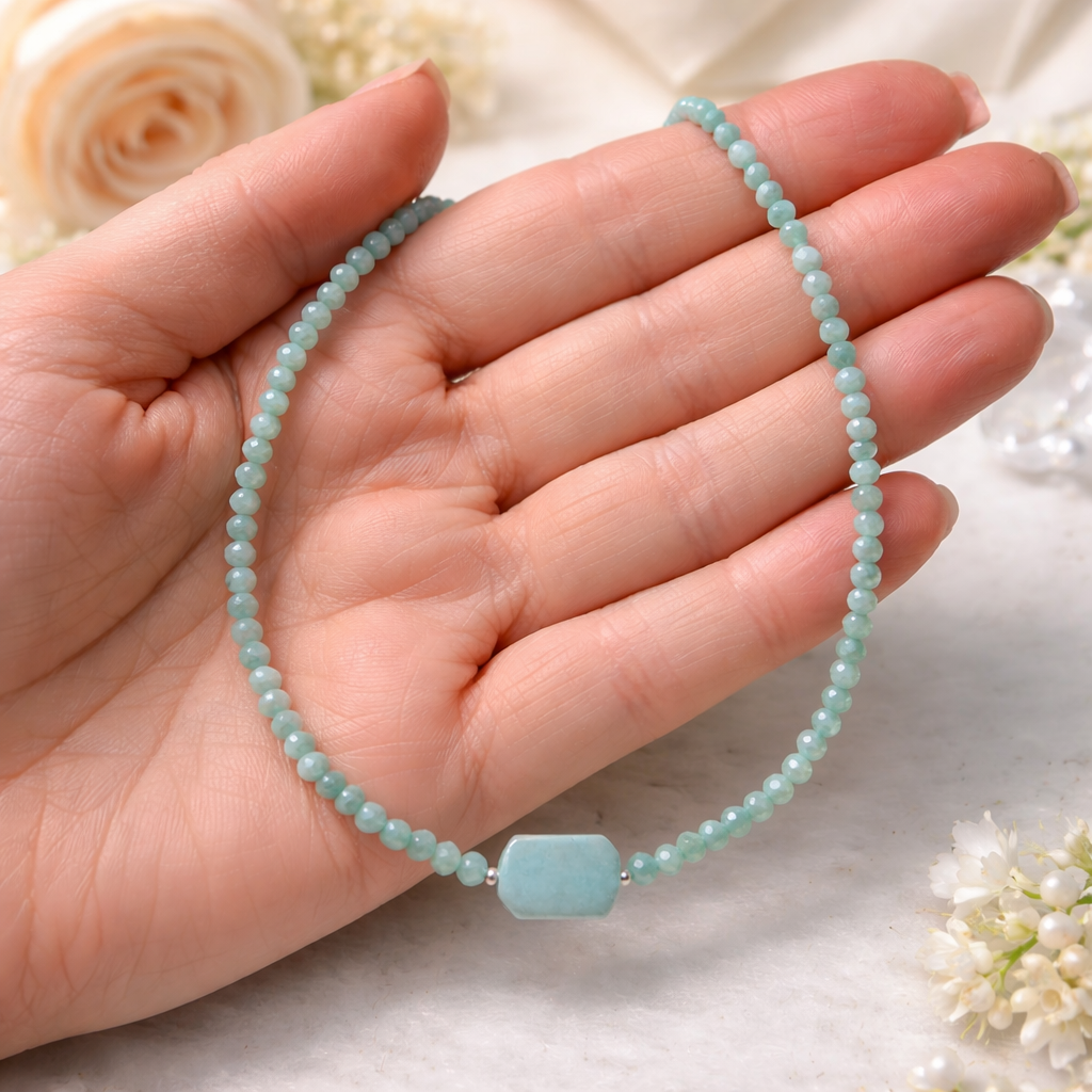 Colier cu amazonit fațetat Aqua Calm