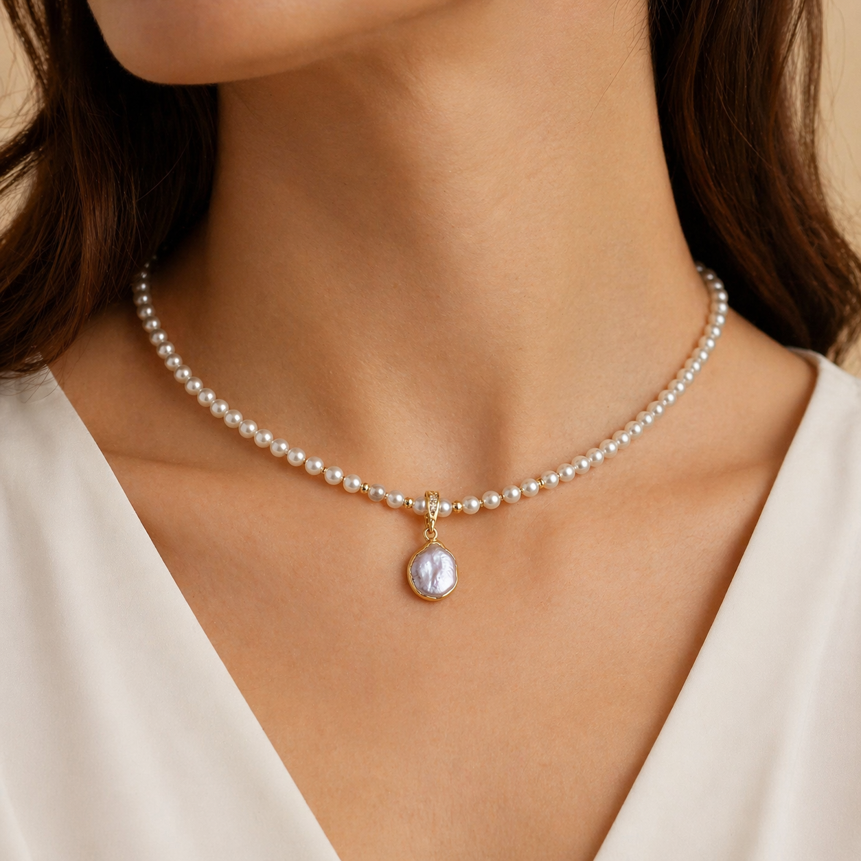 Colier perle naturale Lucy Anuket Pearl Drop - colier elegant handmade
